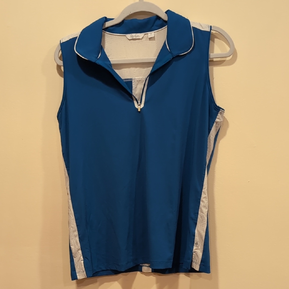 Lady Hagen Navy and White Sleeveless Top